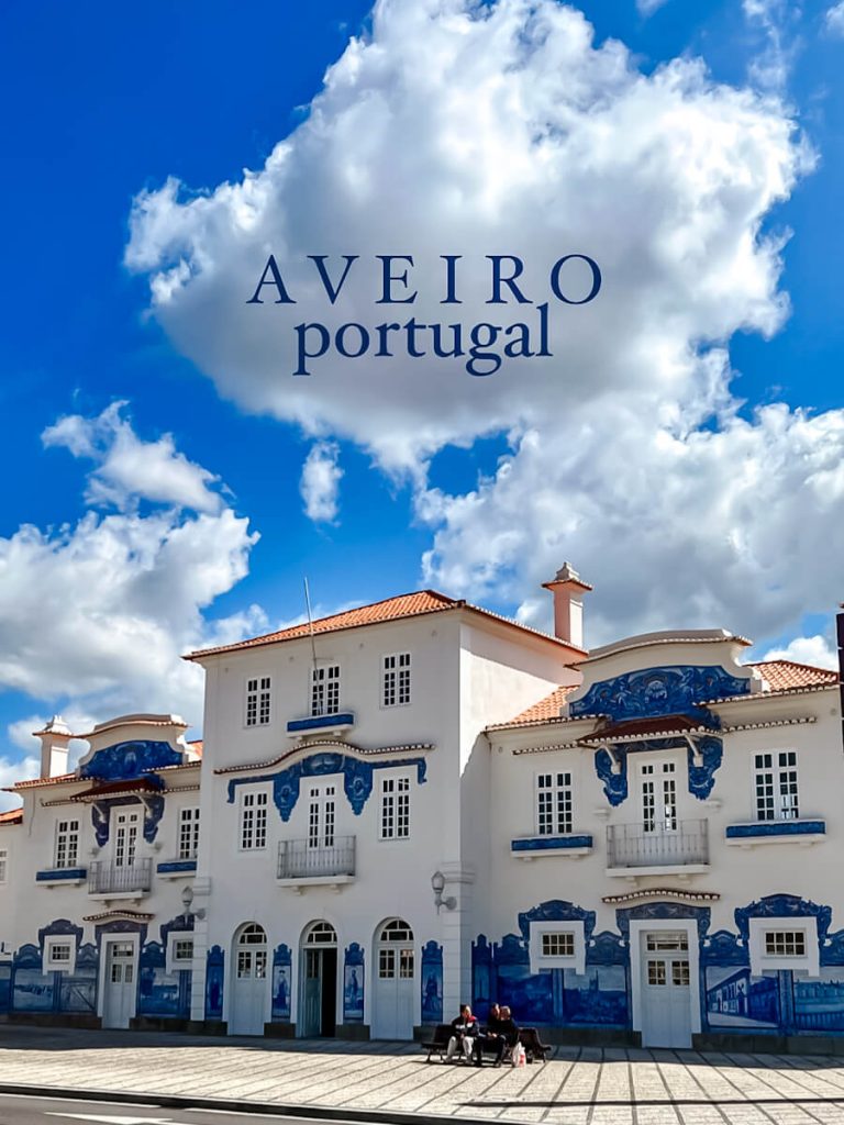 Blue-tiled train station in Aveiro, Portugal