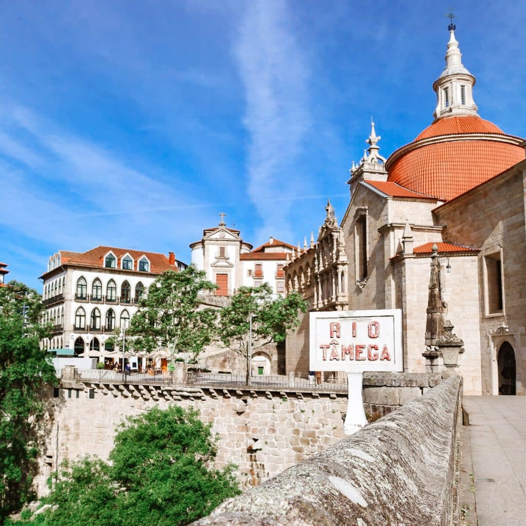 Igreja de São Gonçalo from the Rio Tâmega bridge in Amarante, Portugal