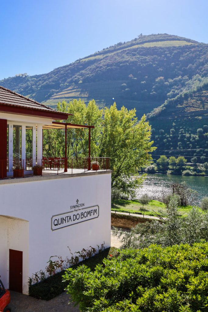 View of terrace at Quinta do Bomfim and Douro River below