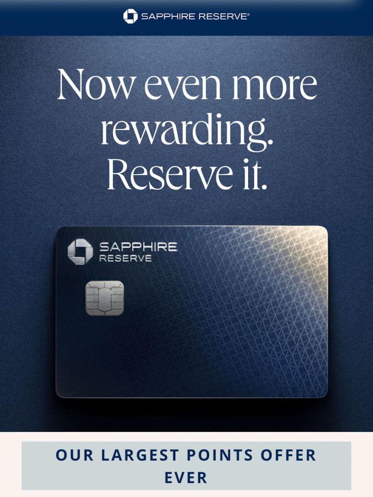 Chase Sapphire Reserve credit card advertisement